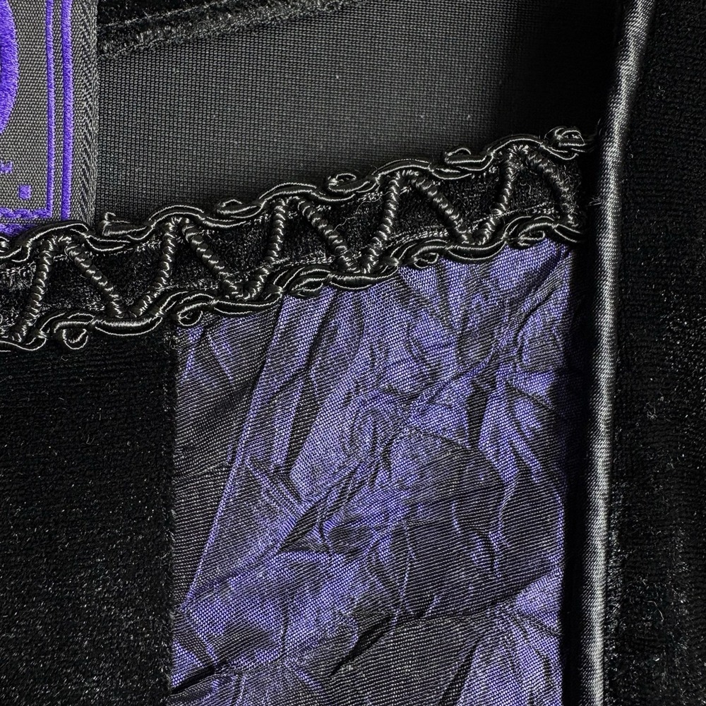 VTG Cykxtees Large‎ Black Purple Velvet Sleeveless Medieval Goth Gown Maxi Dress - Picture 7 of 12
